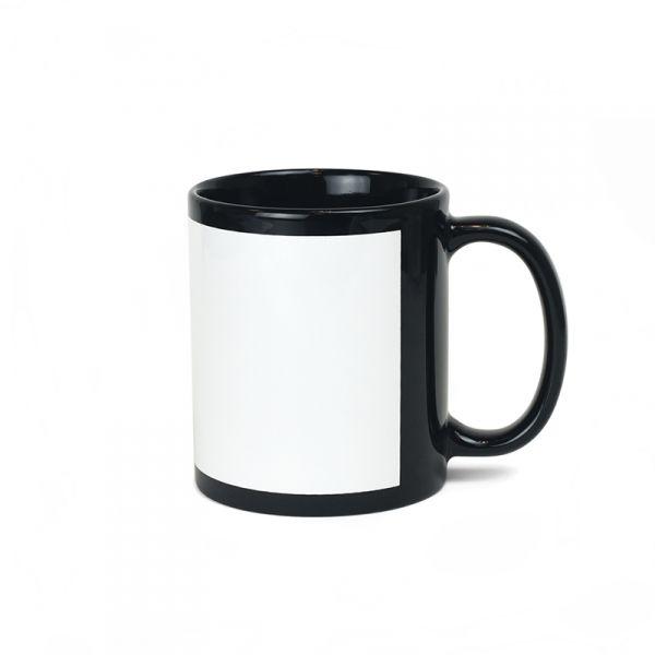 Sublimation Mug Color Mug with Black Full White Patch, 11oz. 36 each