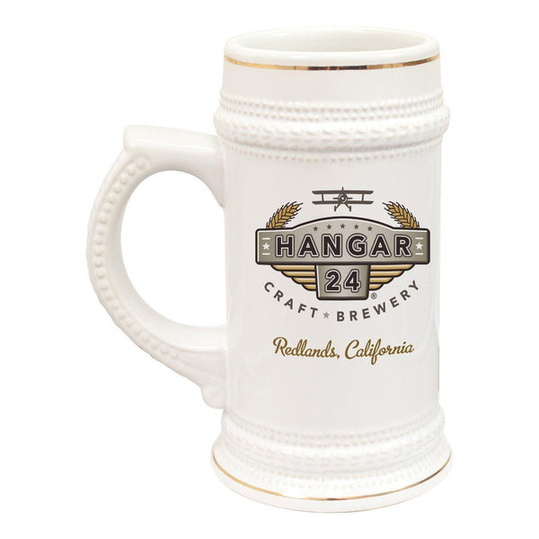 Sublimation Beer Stein 22 Oz White, Gold trim 18 each