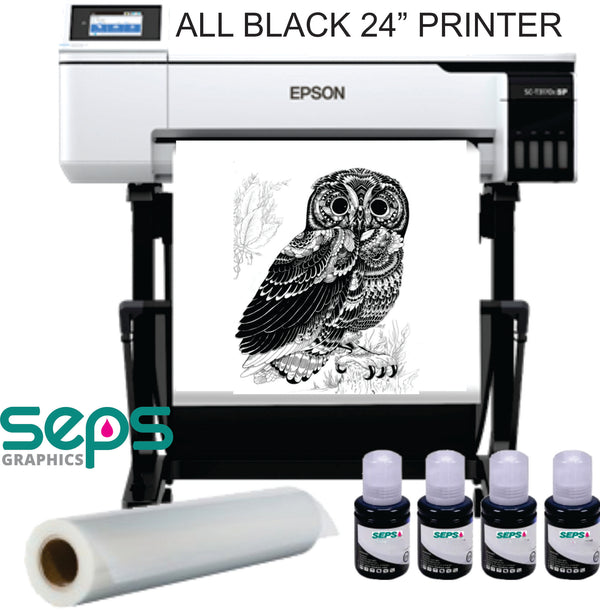 24” All Black Epson Printer Bundle, with bulk eco tank, includes RIP