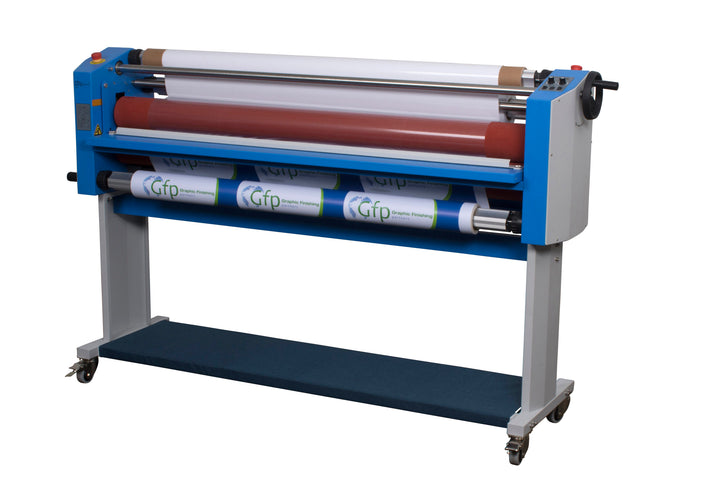 The Gfp 355TH 55” laminator offers top roller heat assist for better over-lamination and mounting results with PSA film products.