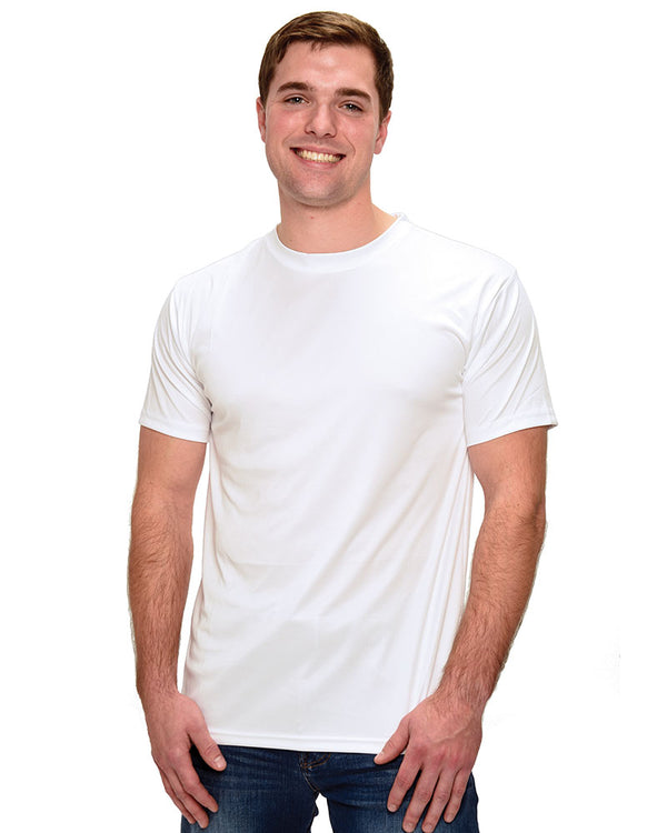 Sublimation MicroPoly Short Sleeve Men's White Crew Neck Tee, 6 each