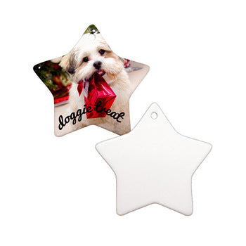 Sublimation 3" Star Ceramic Ornament, 10 each