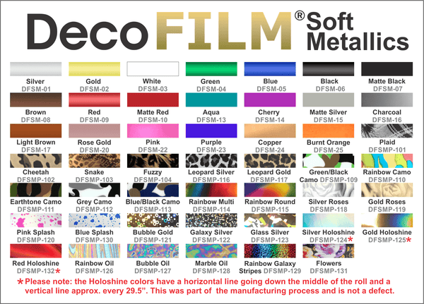 DecoFilm Soft Metallics 19"x 15yd T Shirt Vinyl