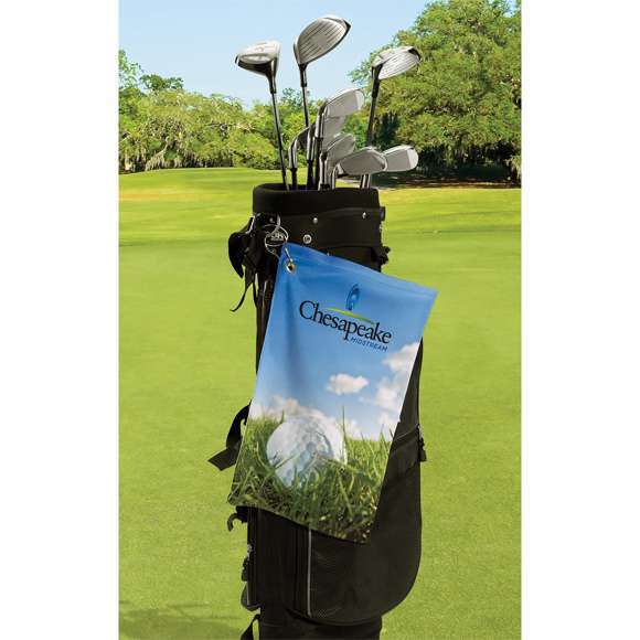 SUBLIMATION GOLF TOWEL – WHITE, 15x28, 12 each with grommet and hook