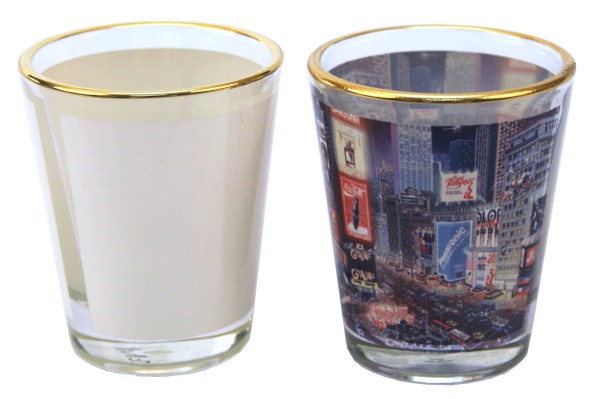 sublimation shot glass with white patch