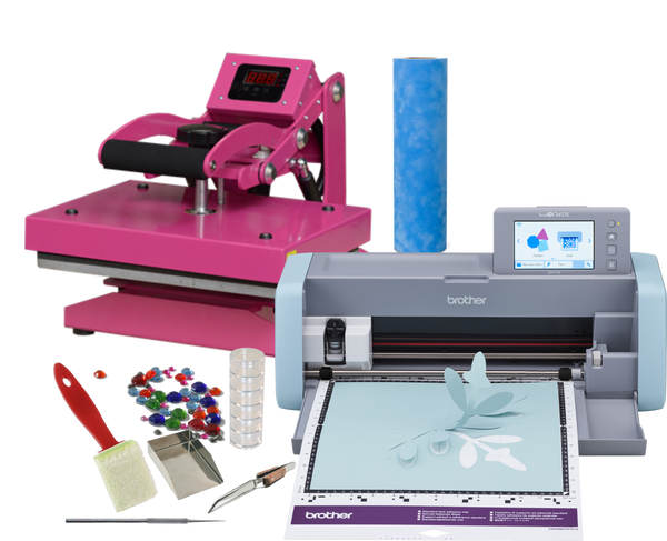 Craft Cutter-Heat Press and Rhinestone Bundle and supplies