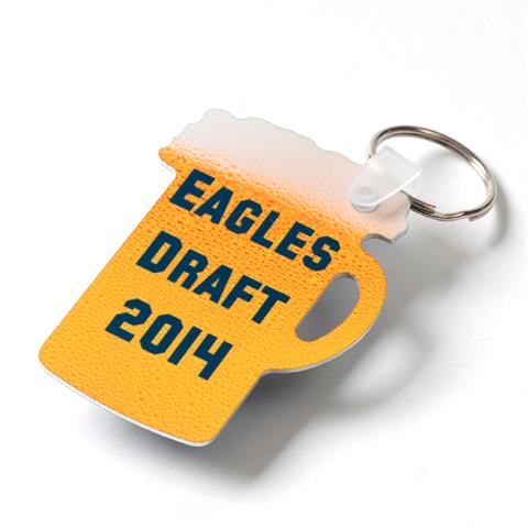 4435 White Aluminum Sublimation Beer Stein Key Chain, 2-Sided  50 each