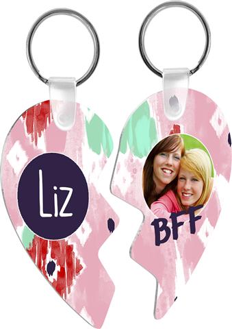 4664 Sublimation Key Chain - Two Part Heart 2 sided, 50 each
