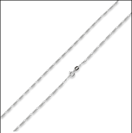 Sterling Silver 8" Figaro Chain Bracelet 2.3mm, 1 each