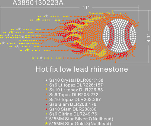 Baseball Flamed Rhinestone Transfer - SEPS Graphics – sepsgraphics.com