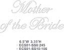 Mother of the Bride, clear rhinestones , 5 each