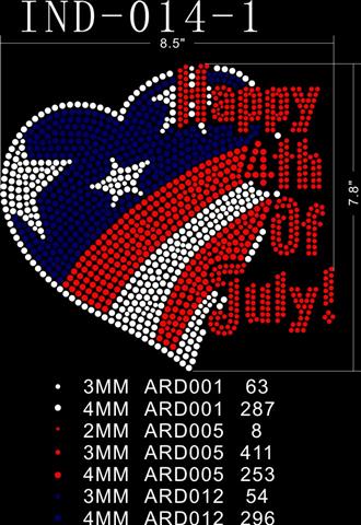 Happy 4th of July, Rhinestuds, 1 each