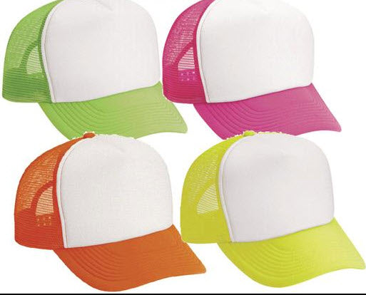 Retro Trucker Cap for Sublimation, Neon Colors, 12 each