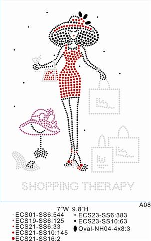 Shopping Therapy rhinestone transfer, 1 each