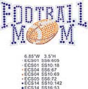 Football Mom rhinestone transfers, clear orange, brown and royal blue rhinestones , 5 each