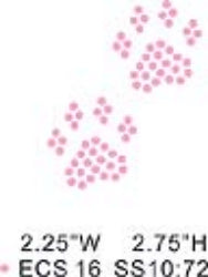 Paws, Pink rhinestones , 10 each