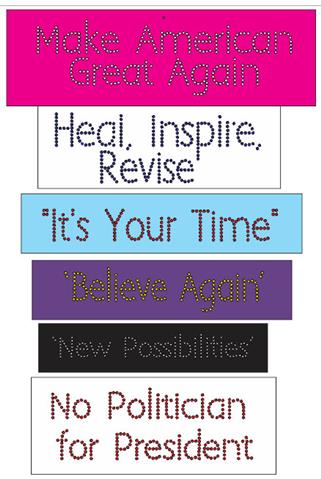 Political Slogans 6 each Rhinestone Download 1 color
