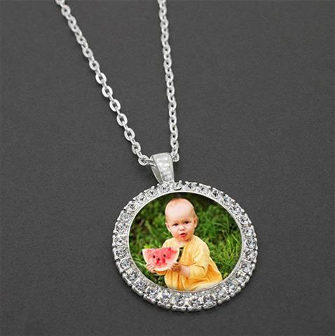 Sublimation 25mm Rhinestone Pendant Silver with 15/16 metal white aluminum sublimation insert