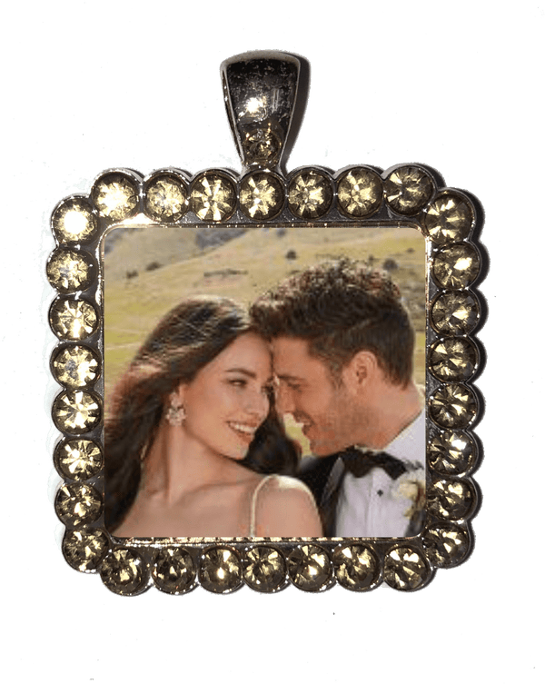 Sublimation 25mm Rhinestone Pendant Rose Gold/Topaz  with 15/16 metal white aluminum sublimation insert