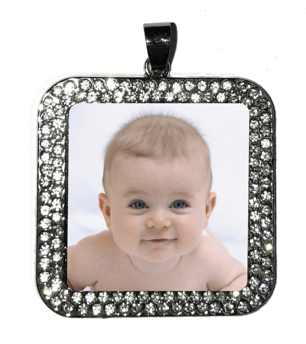 Sublimation 25mm Rhinestone Pendant Silver w/Clear Rhinestones with 15/16 metal white aluminum sublimation insert