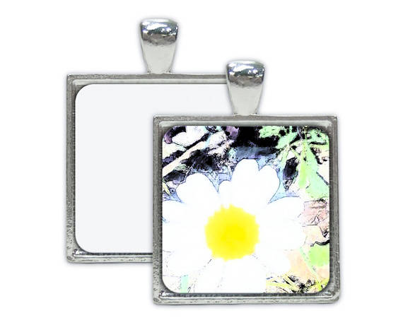 *OUT OF STOCK* Sublimation 1" or 25mm Square Pendant with 15/16 metal white aluminum sublimation insert, 1 each