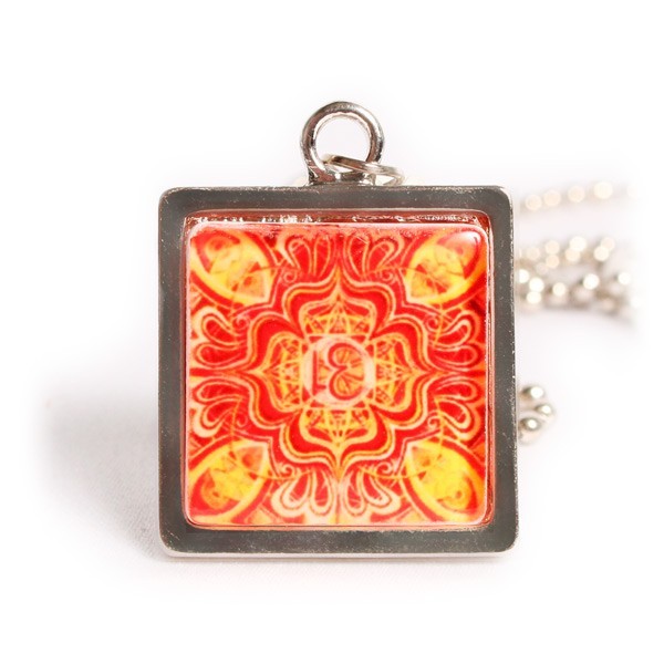 1." Square Sublimation  Crystal Insert Pendant with Frame, 1 each