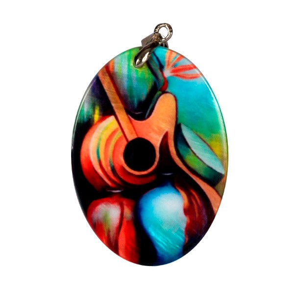 1.7" Oval Sublimation Mother of Pearl Pendant, 1 each