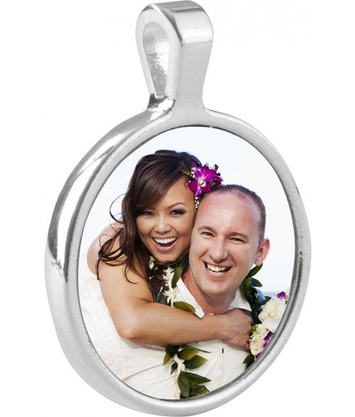 Sublimation 1" or 25mm Round Pendant with 15/16 metal white aluminum sublimation insert, 1 each