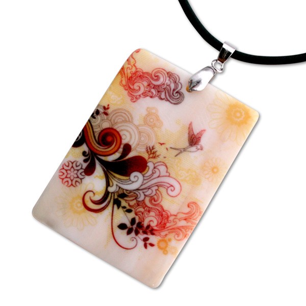 1.5" x 2.06" Rectangle Sublimation Mother of Pearl Pendant, 1 each