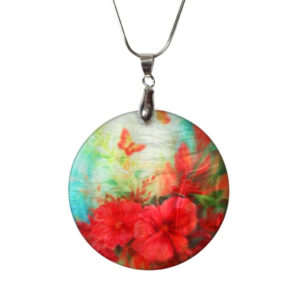 1.7" Round Sublimation Mother of Pearl Pendant, 1 each