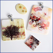 1 Square Sublimation Mother of Pearl Insert Pendant with Frame, 1 Each