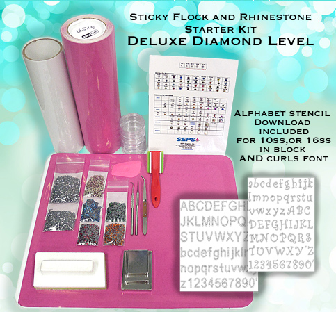 Sticky Flock Starter Kit, ,rhinestone starter kits, Kits for rhinestone,  rhinestones kits, sticky flock rhinestone kites, rhinestone starter kits