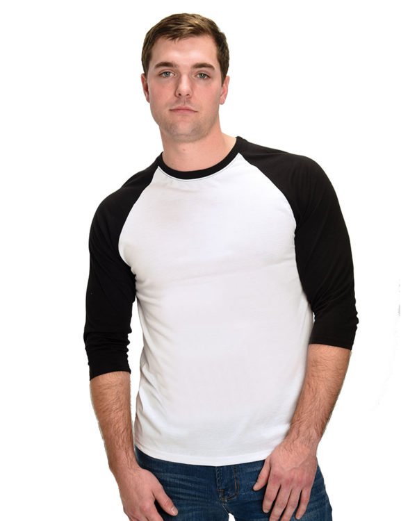 Mens Polyester White with Colored 3/4 Sleeve Sublimation Raglan Tee ...
