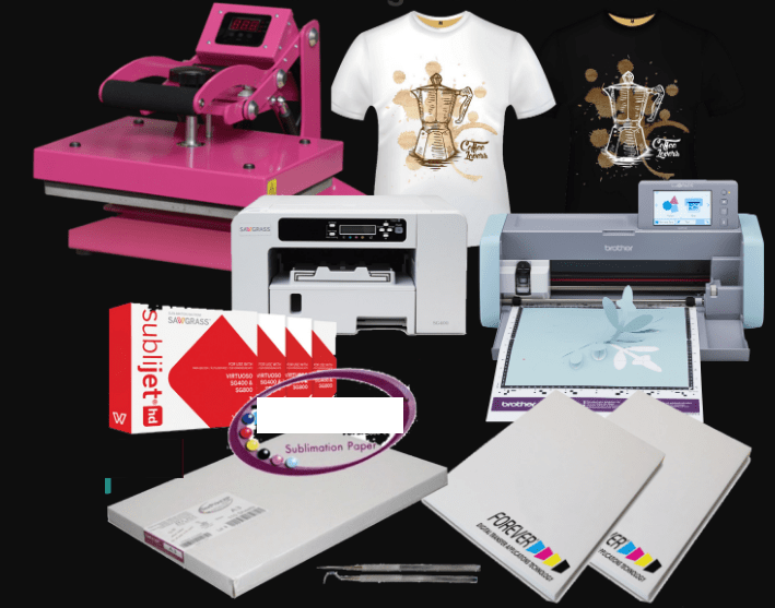 Sublimation Printing onto darks, Cutter, Heat Press Equipment Bundle to  Make Dark and Light Shirts on Cotton