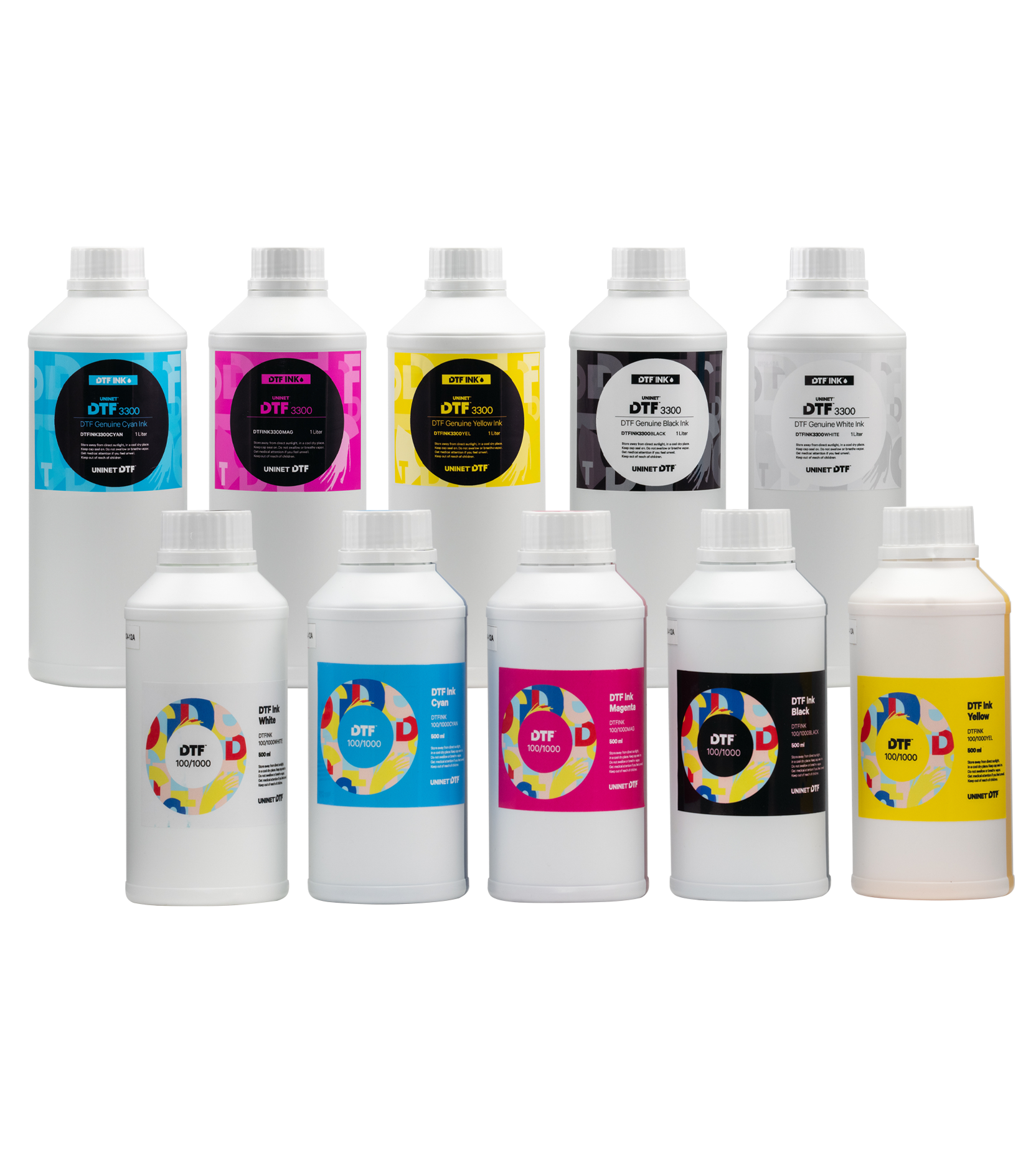 DTF Transfer Inks DTF textile printing ink is manufactured in the USA to be  compatible with Epson printheads. You can print and transfer your designs  to different textiles and fabrics using Direct